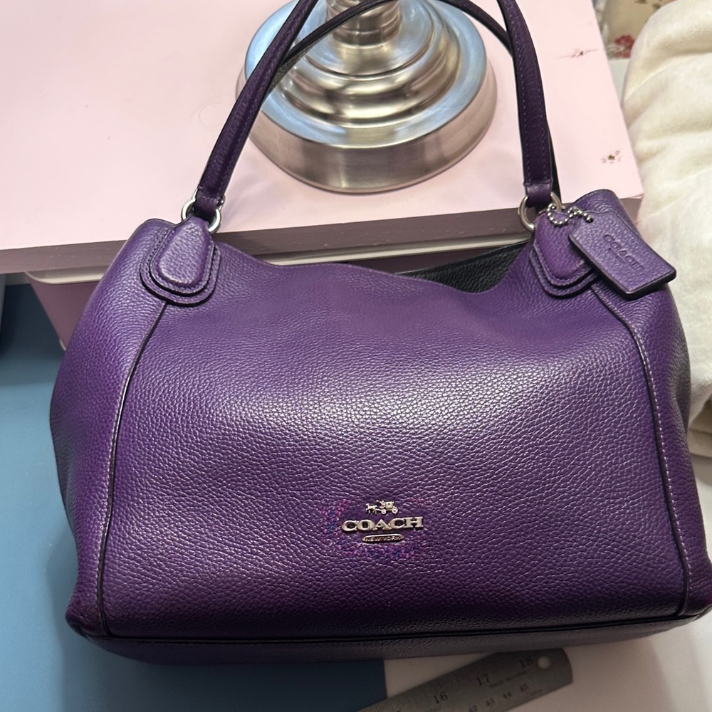 Coach Deep Purple Leather Shoulder Bag